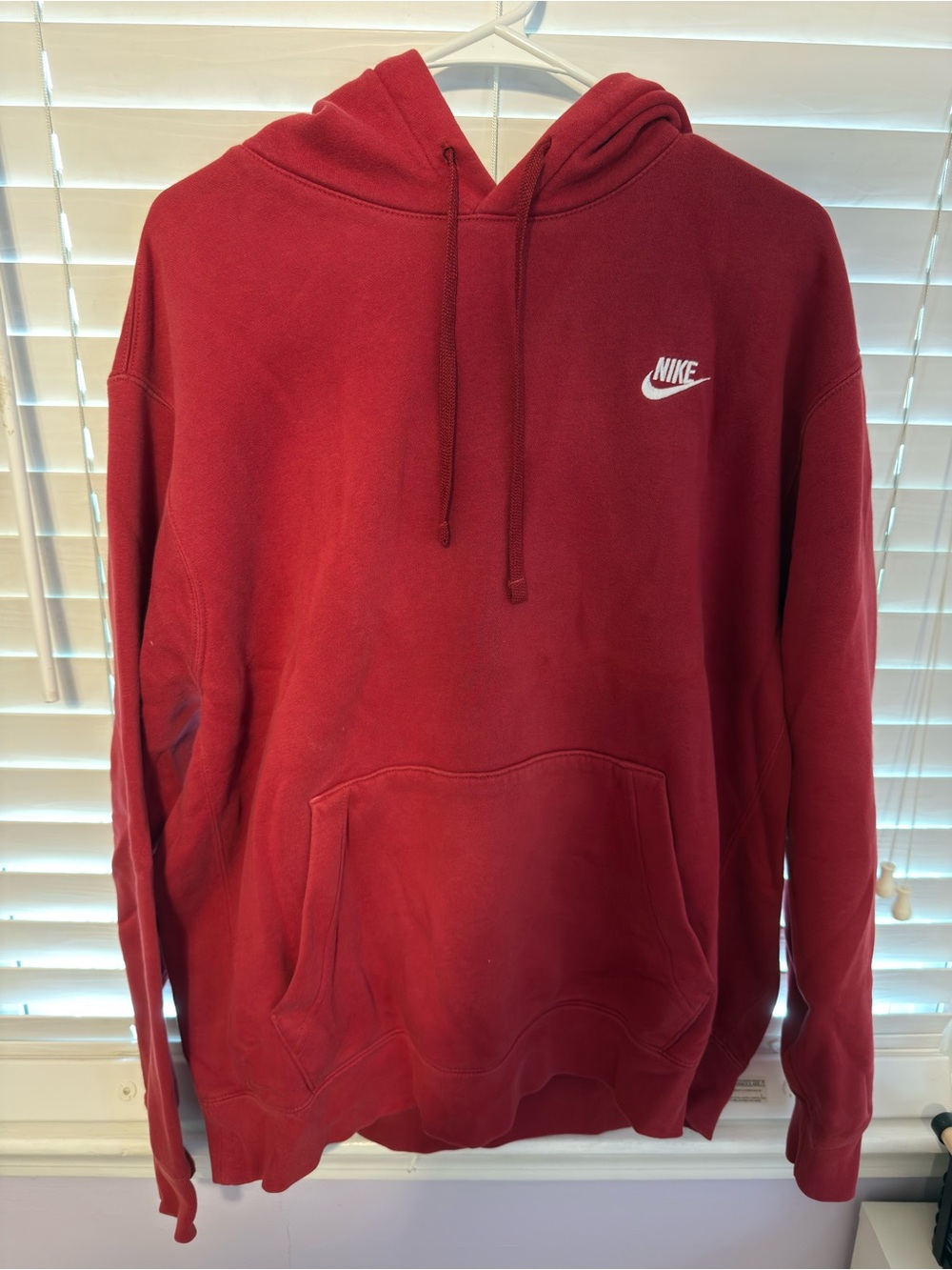 Nike Red Pullover Hoodie with White Swoosh